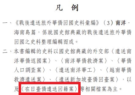 國史館典藏的外交部有關戰後遣送旅外僑胞電文檔案，絕大多數都與華僑返國、華僑救濟等等相關，與台灣人（台僑）相關的極少。／圖：邱國禎提供